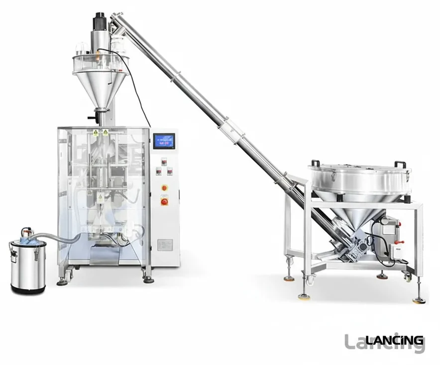 VFFS auger powder filling system with screw conveyor feed